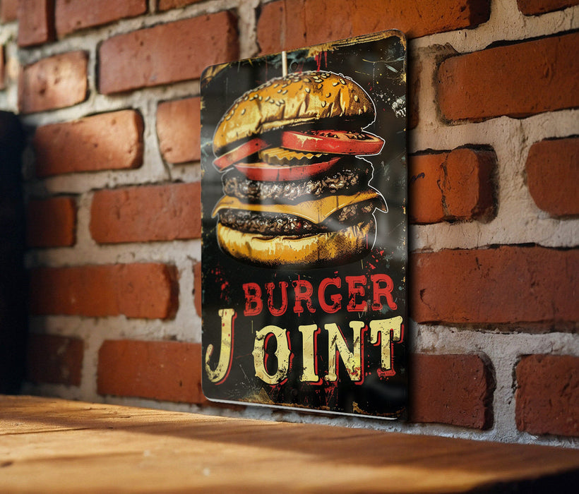 a sign on a brick wall that says burger joint