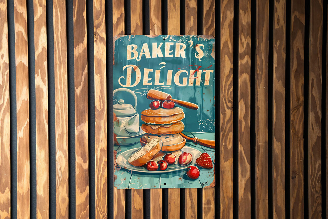 a sign on a wooden wall that says baker's delight