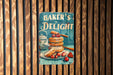 a sign on a wooden wall that says baker's delight