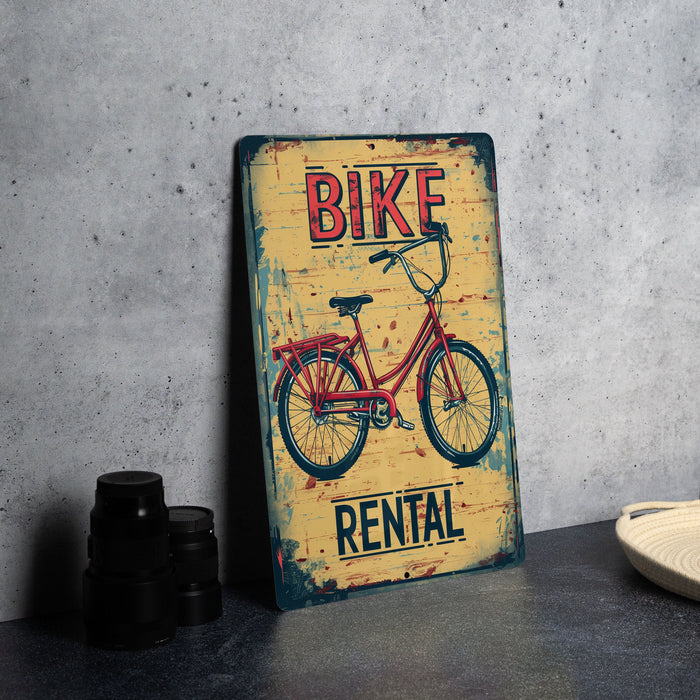 a sign that says bike rental on it