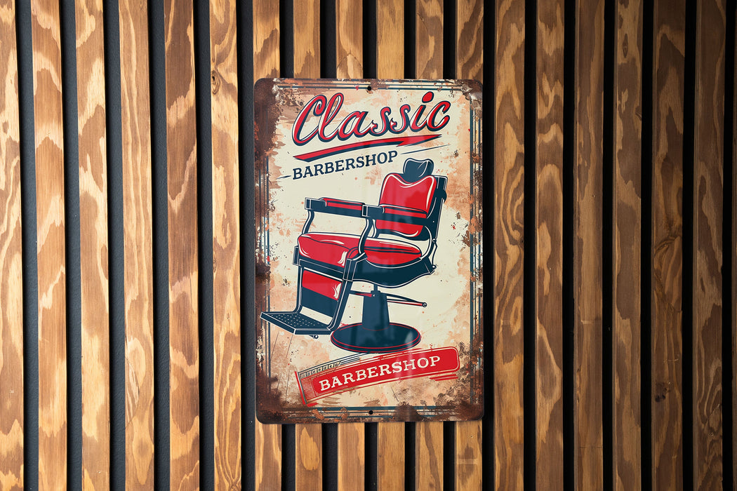 a sign on a wooden wall that says classic barbershop