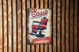 a sign on a wooden wall that says classic barbershop