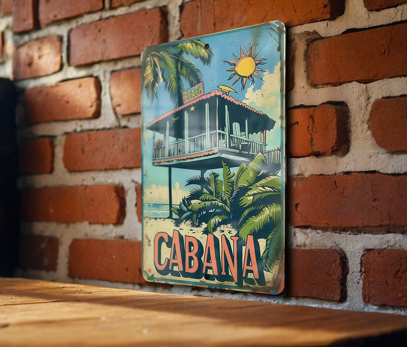 a sign on a brick wall that says cabana