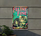 a metal sign with a picture of a cat on it