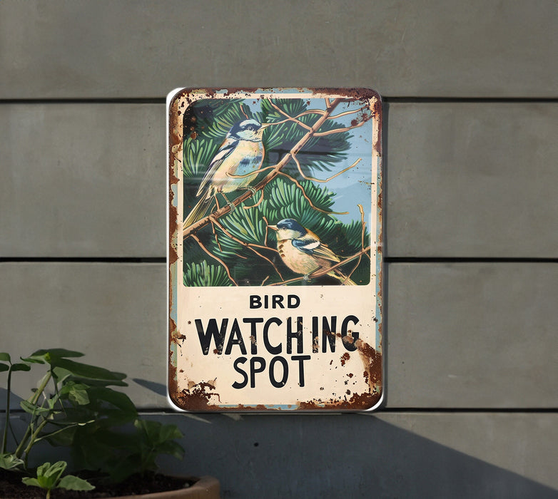a bird watching spot sign hanging on a wall