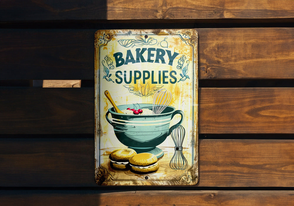 a sign on a wooden wall advertising bakery supplies