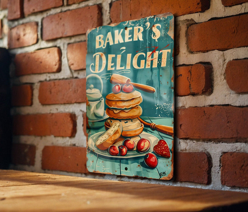 a sign on a brick wall that says baker's delight