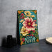 a picture of a flower power sign on a table