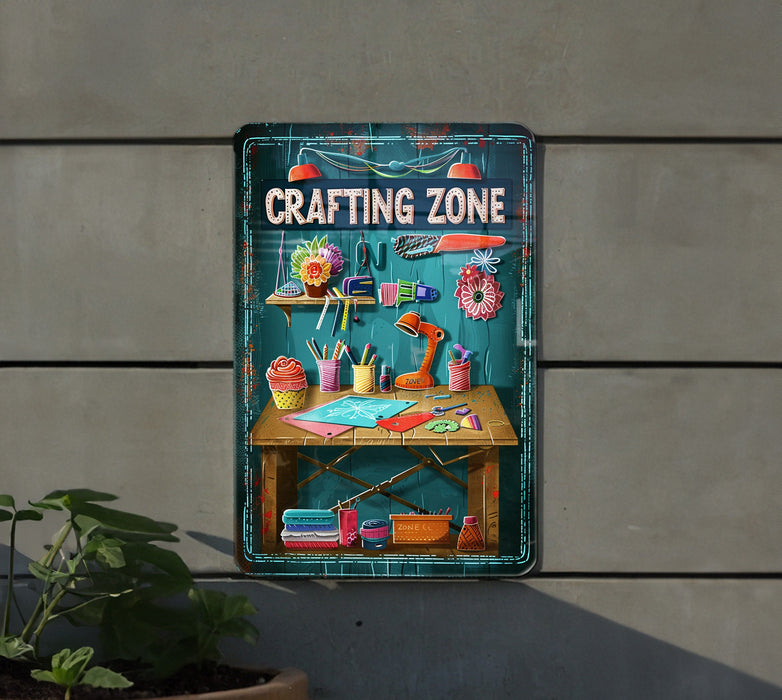 a picture of a crafting zone on a wall