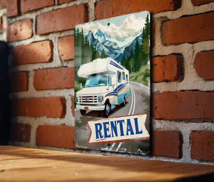 a picture of a recreational vehicle on a brick wall