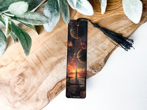 a bookmark with a picture of a sunset on it