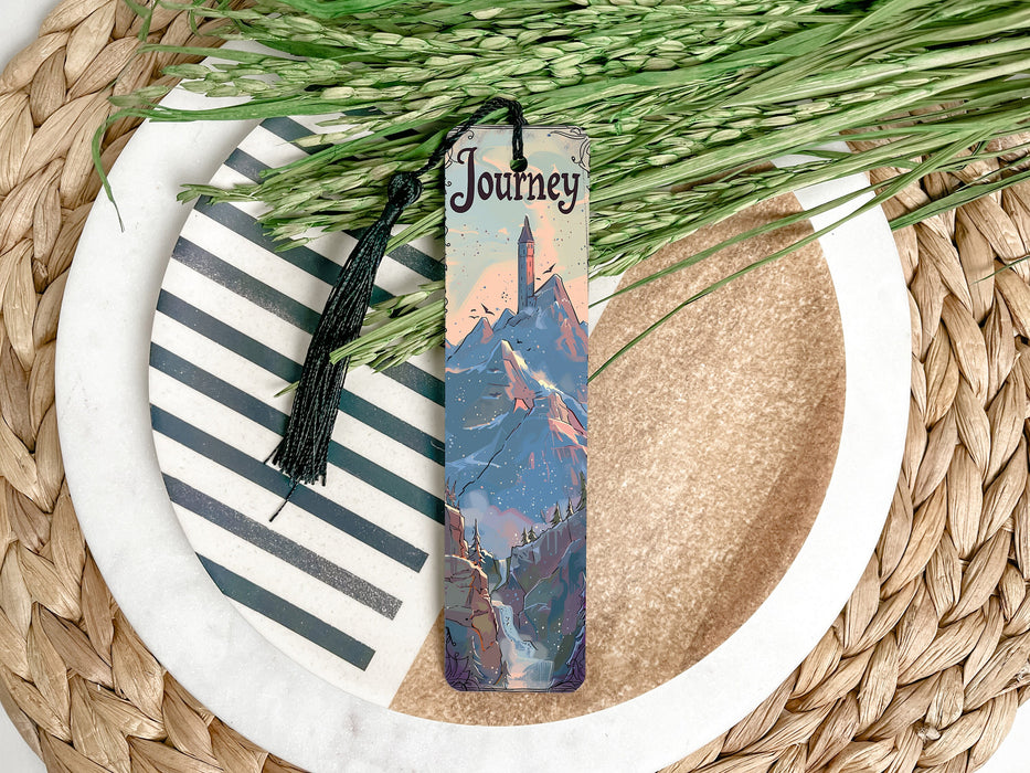 a bookmark with a picture of a mountain on it