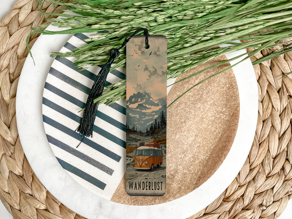 a bookmark with a picture of a van on it