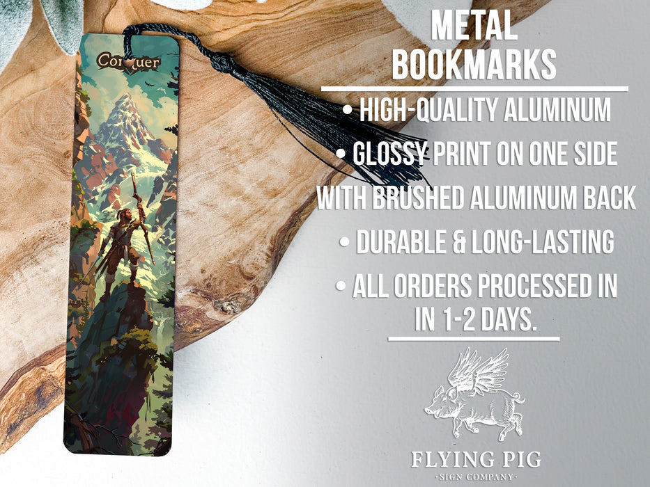 a bookmark with an image of a forest scene on it