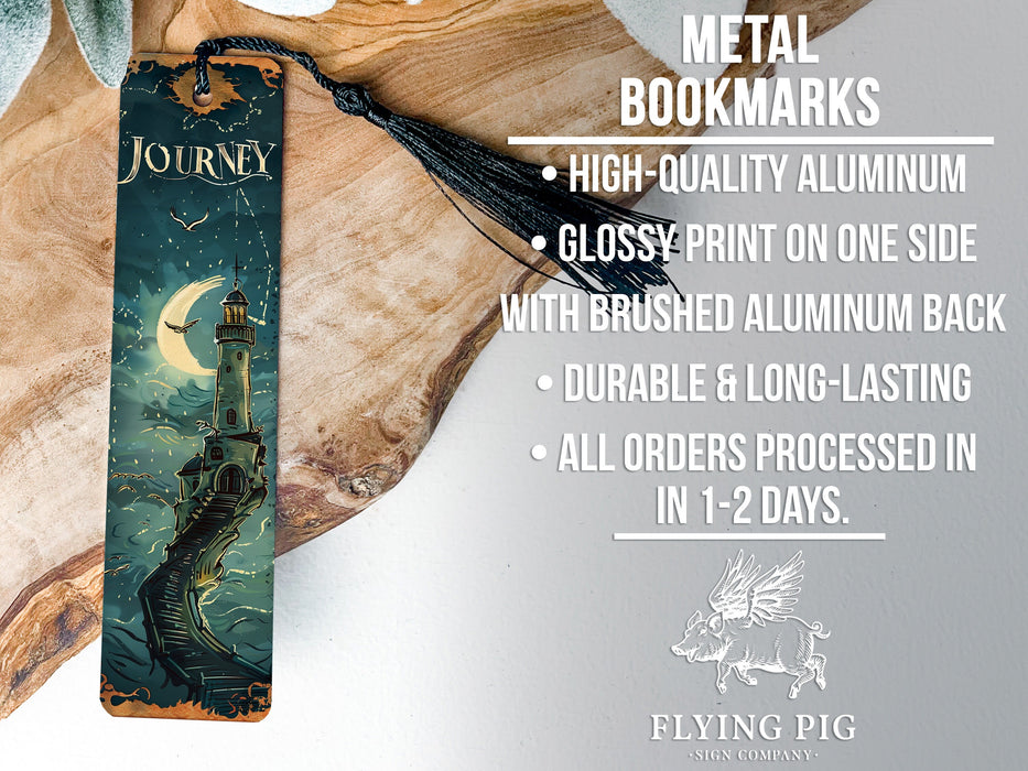 a bookmark with a picture of a lighthouse on it