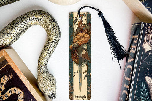 a bookmark with a snake and a snake on it