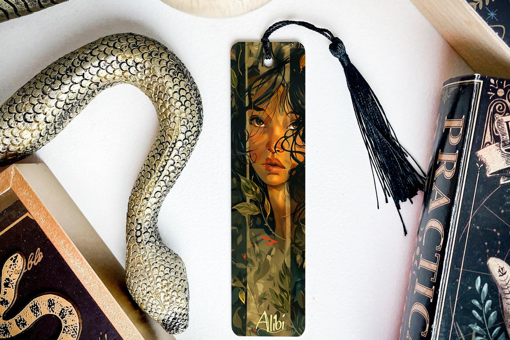 a bookmark with a picture of a woman on it