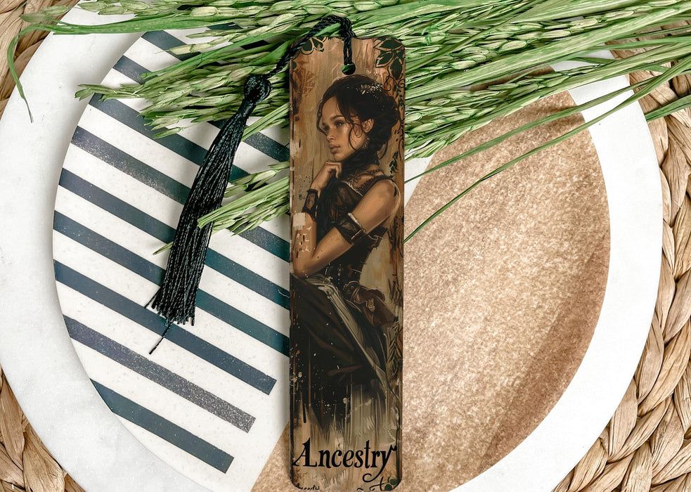 a bookmark with a picture of a woman on it