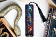 a bookmark with a picture of a woman surrounded by other books