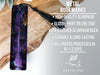a metal bookmark with a purple background