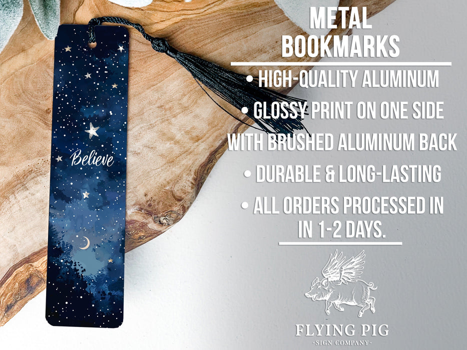 a bookmark with the words metal bookmarks on it