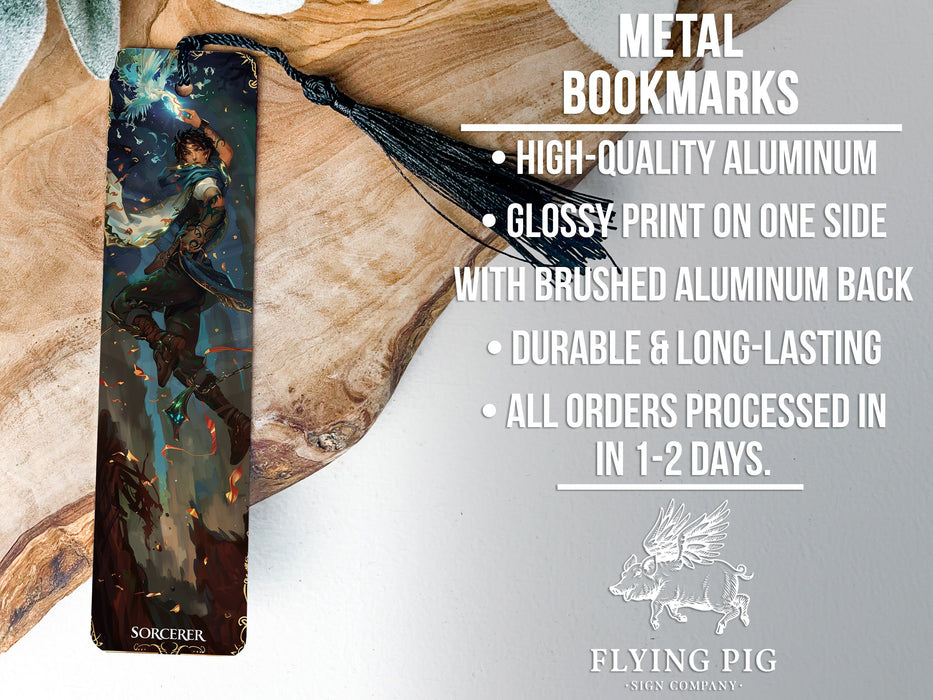 a metal bookmark with a picture of a woman on it