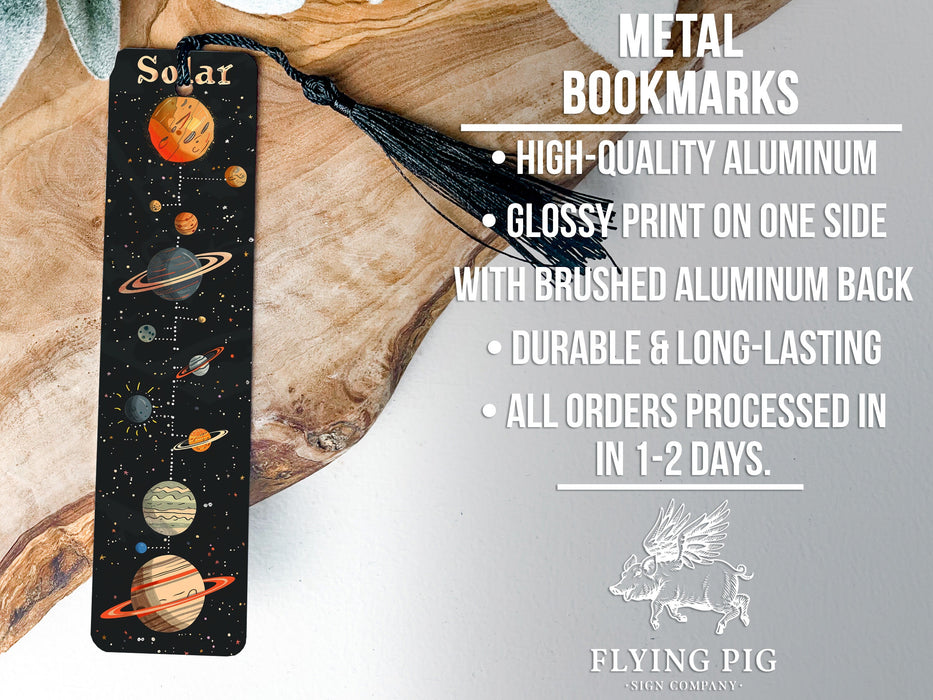 a bookmark with a picture of the solar system