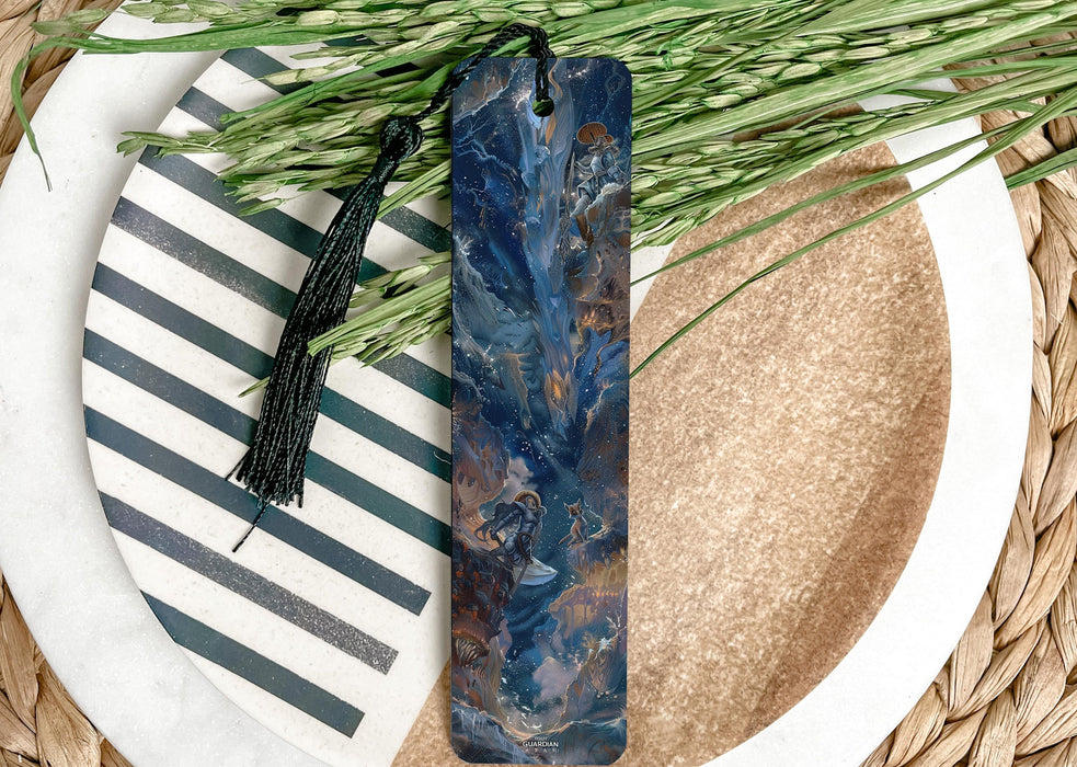 a blue vase with a green plant on a plate