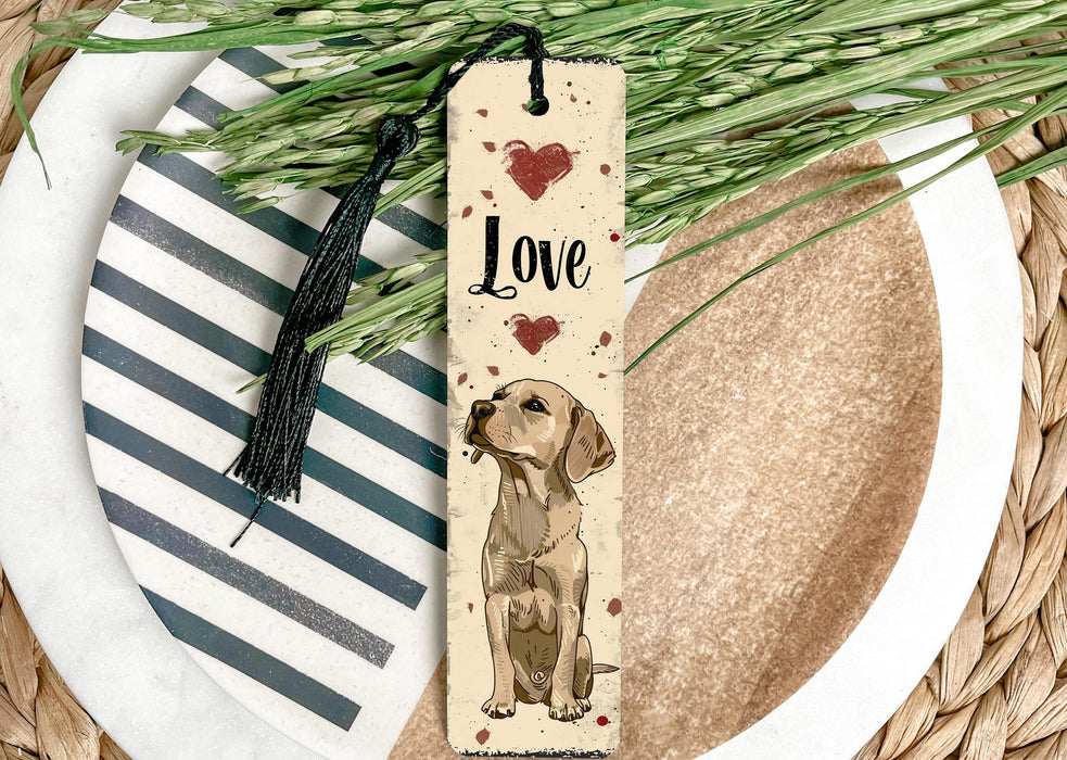 a bookmark with a picture of a dog on it