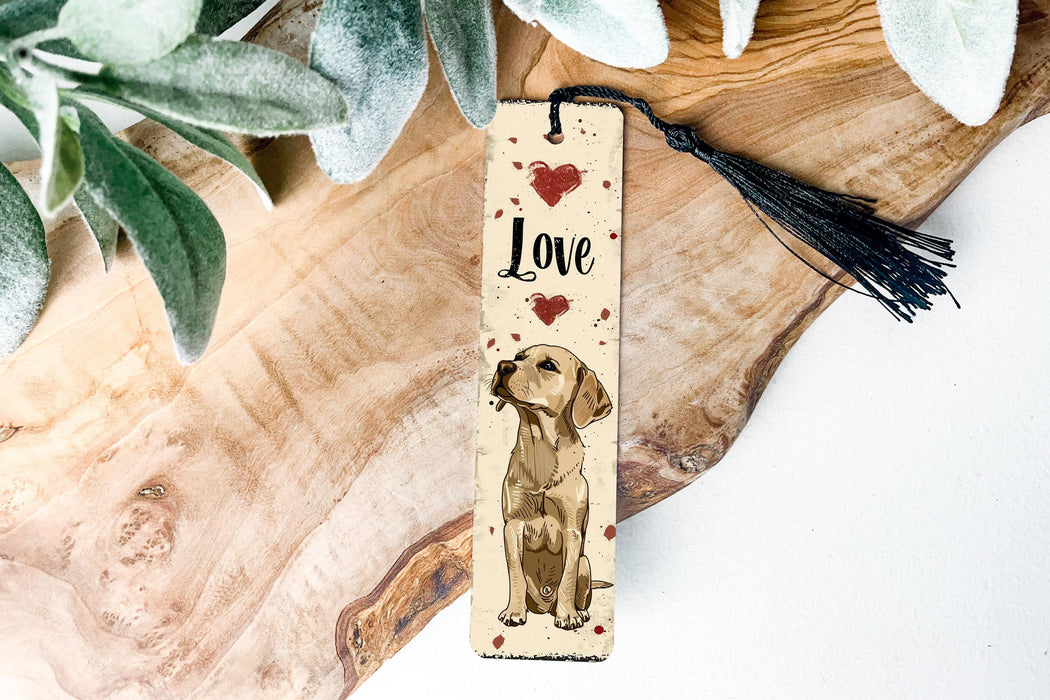 a bookmark with a picture of a dog on it