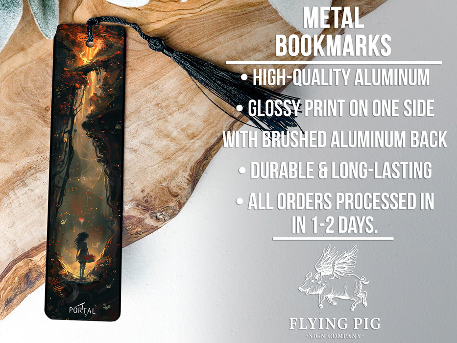 a metal bookmark with a picture of a person on it