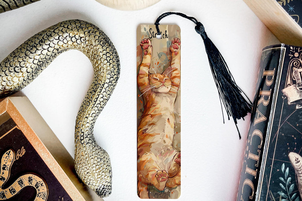 a bookmark with a picture of a cat on it