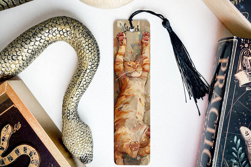 a bookmark with a picture of a cat on it