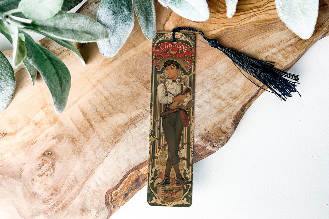 a bookmark with a picture of a man on it