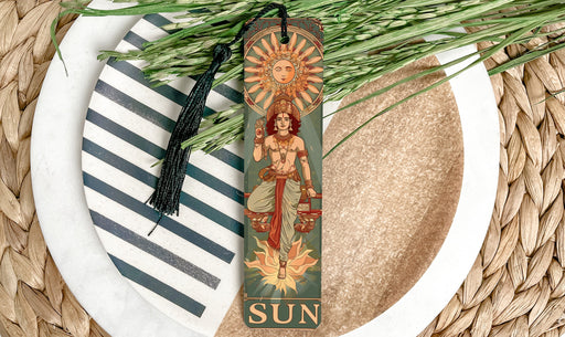 a plate that has a bookmark on it
