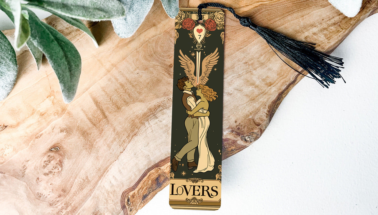 a bookmark with a picture of a woman holding a flower