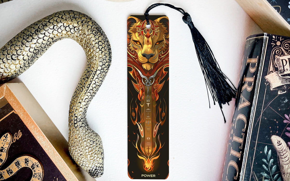 a bookmark with a dragon and a snake on it