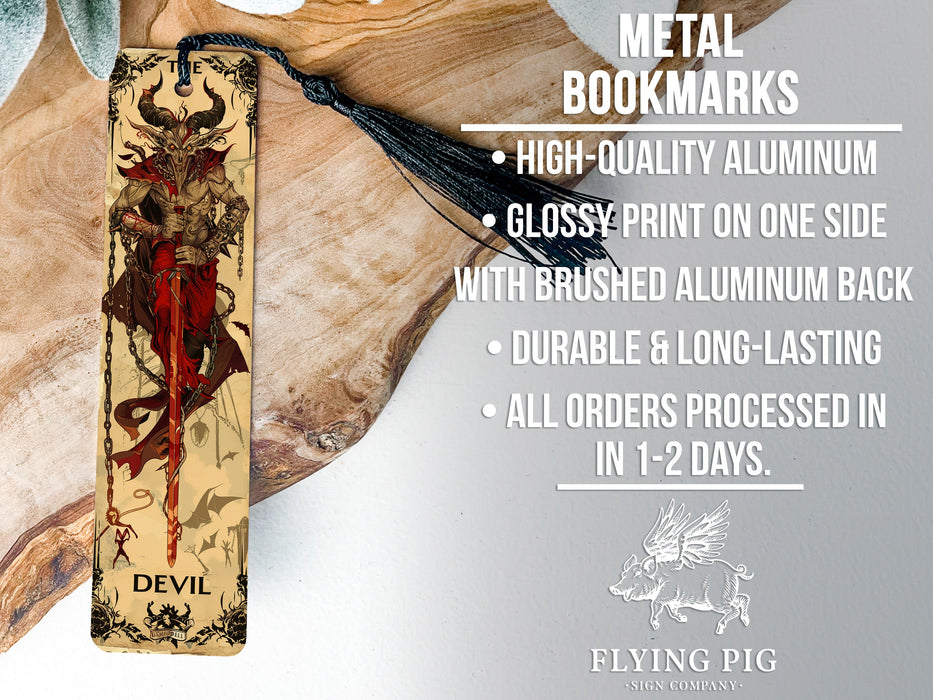 a bookmark with an image of a demon on it