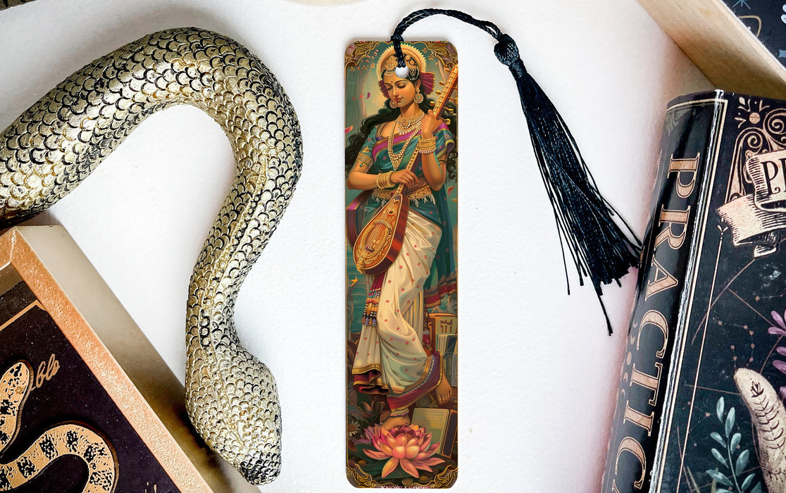 a bookmark with an image of a woman holding a snake