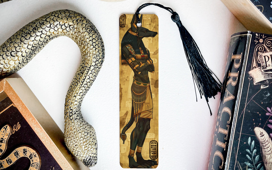 a bookmark with an egyptian god on it