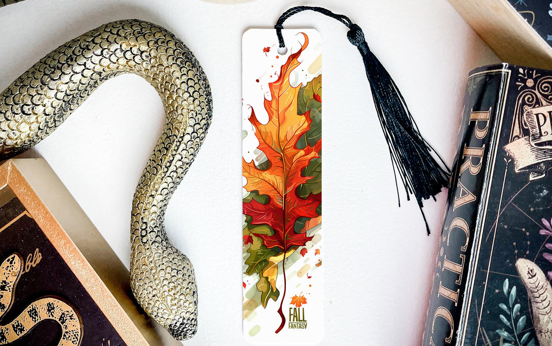 a bookmark with a picture of a leaf on it