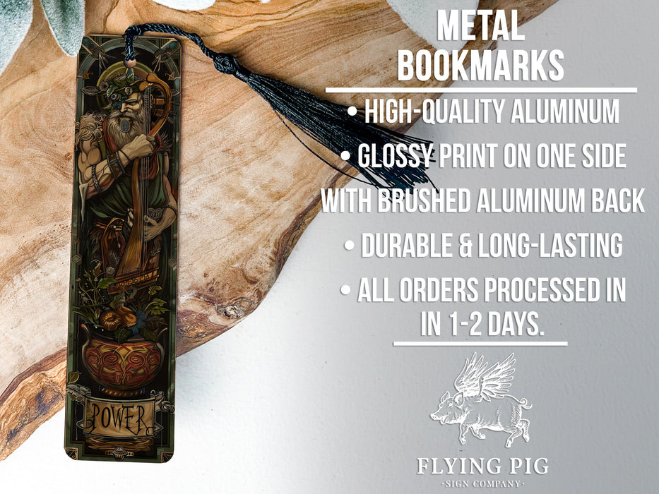 a metal bookmark with a picture of a woman on it