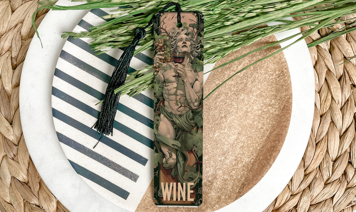 a bottle of wine sitting on top of a plate