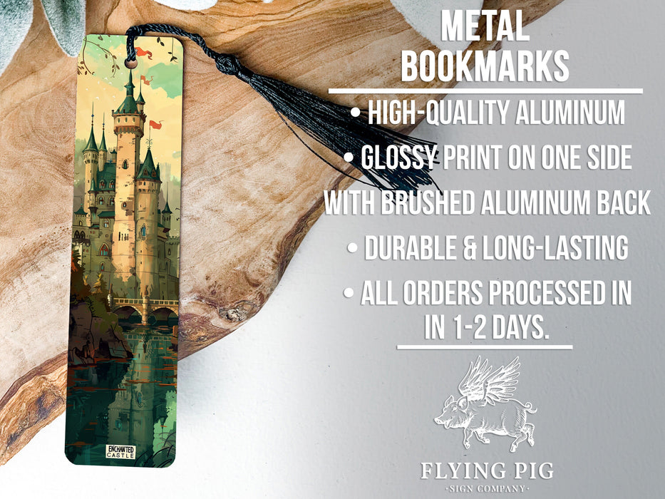 a bookmark with a picture of a castle on it