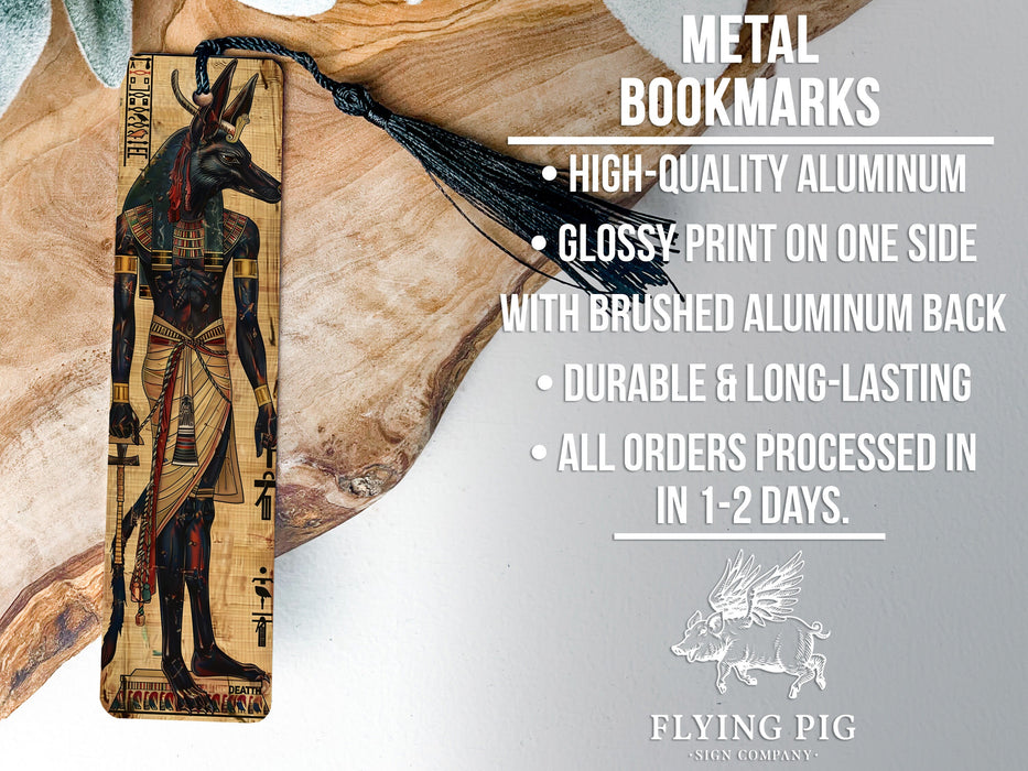 a bookmark with a picture of an egyptian god on it