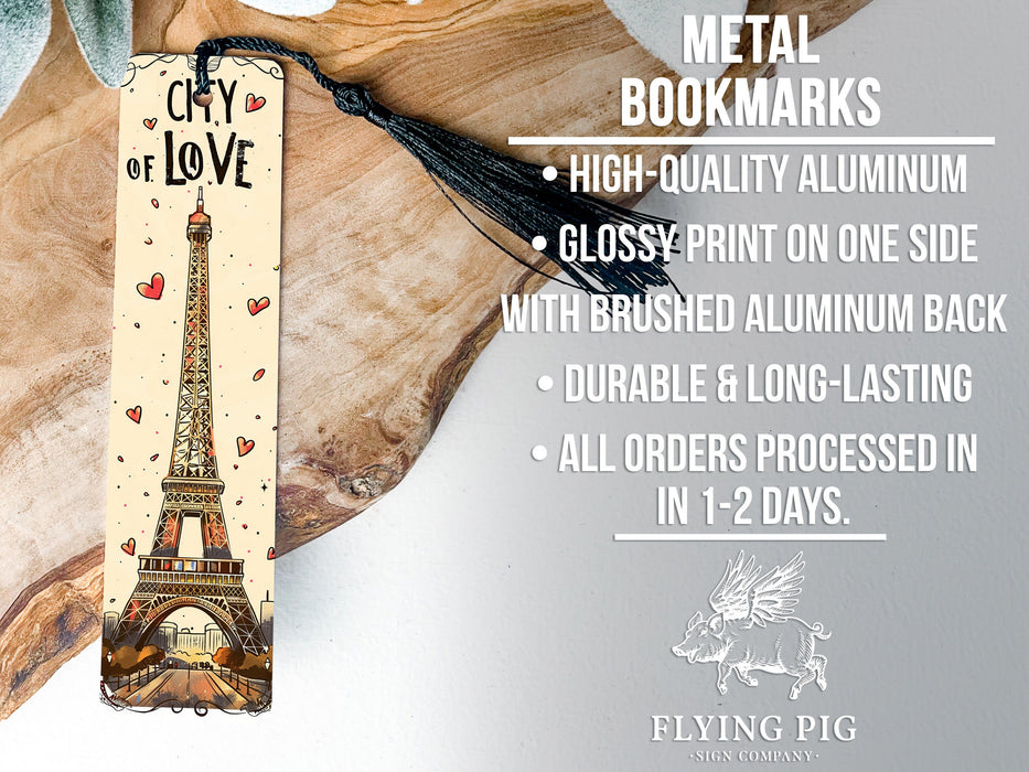 a bookmark with a picture of the eiffel tower