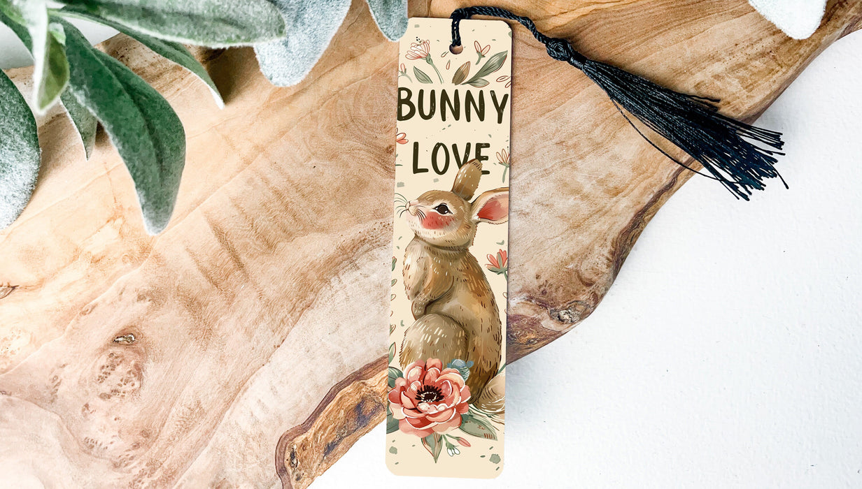 a bookmark with a picture of a bunny on it
