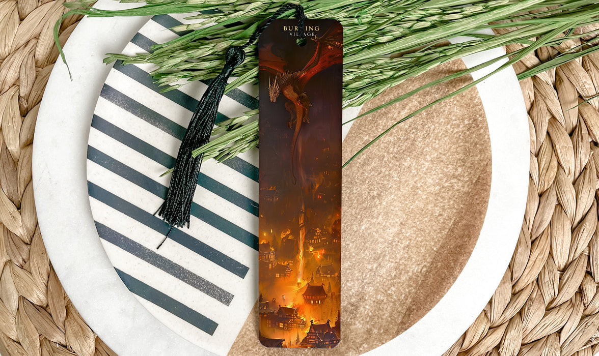 a close up of a bookmark on a plate