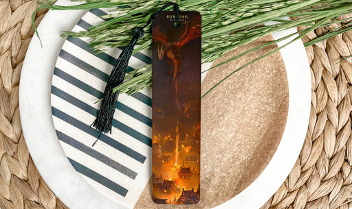 a close up of a bookmark on a plate