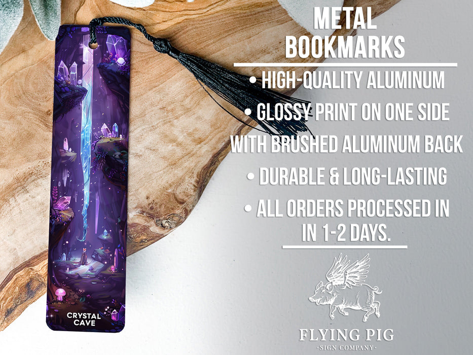 a purple bookmark with a purple castle on it